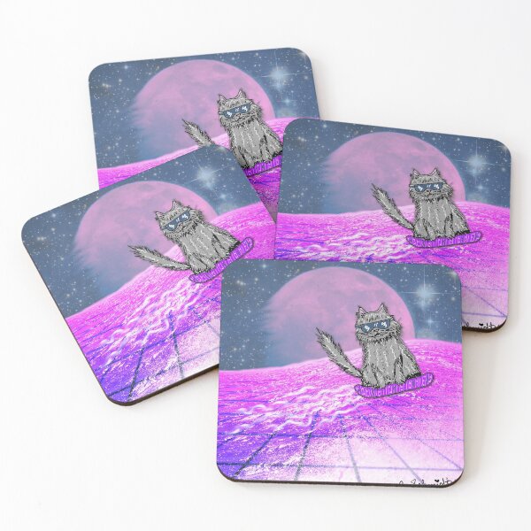 Item preview, Cat Riding the Vaporwave designed and sold by Intergalactic Unicorn: Art by Anna Schmidt.