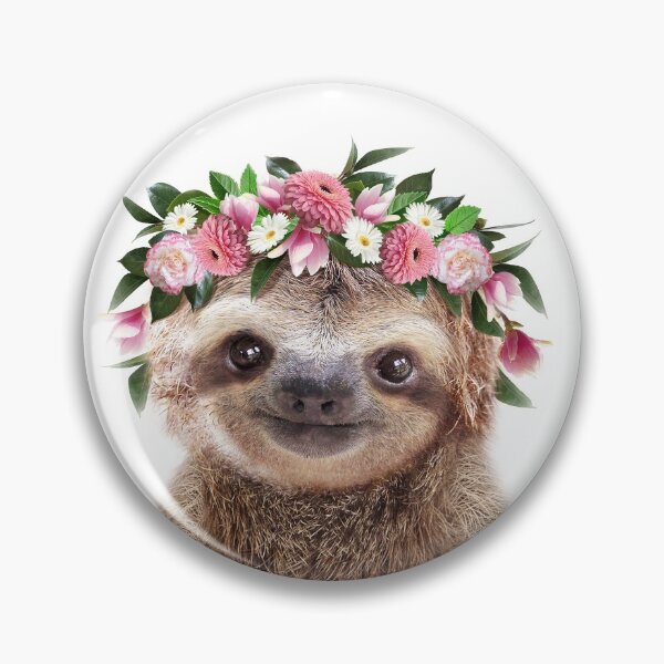 Item preview, Baby Sloth With Flower Crown, Baby Animals Art Print by Synplus designed and sold by synplus.