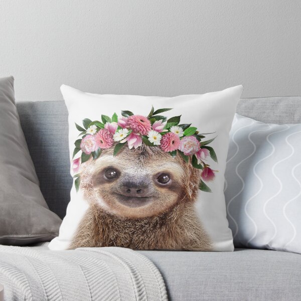 Item preview, Baby Sloth With Flower Crown, Baby Animals Art Print by Synplus designed and sold by synplus.