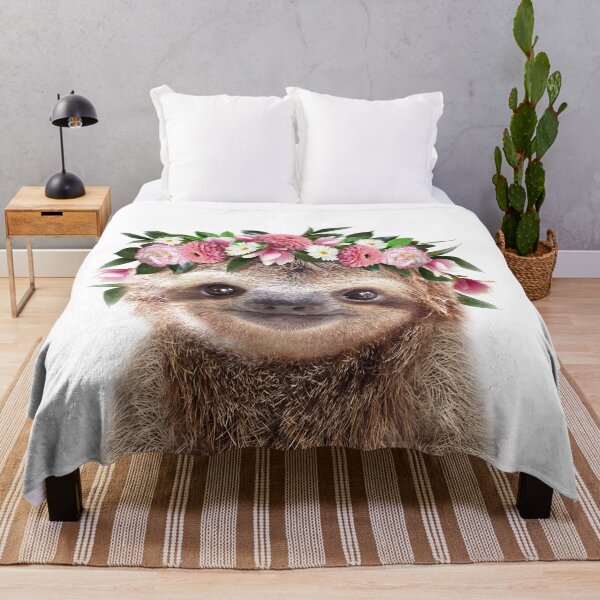 Item preview, Baby Sloth With Flower Crown, Baby Animals Art Print by Synplus designed and sold by synplus.
