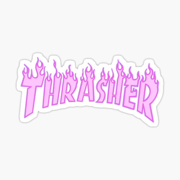 Trasher Llamas Rosadas Pegatina