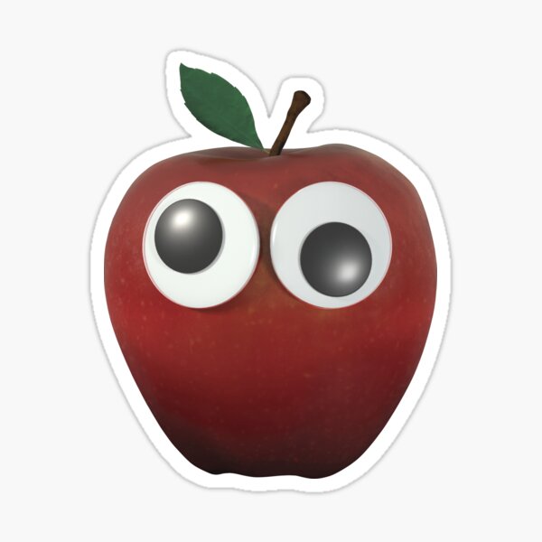 "GooglyEyed Apple" Sticker for Sale by browntimmy Redbubble