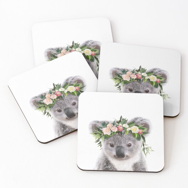 Item preview, Baby Koala With Flower Crown, Baby Animals Art Print by Synplus designed and sold by synplus.