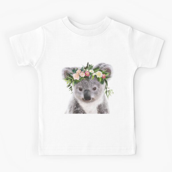 Baby Koala With Flower Crown, Baby Animals Art Print by Synplus Kids T-Shirt