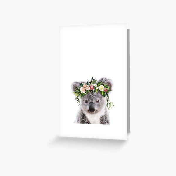Artikel-Vorschau von Baby-Koala mit Blumenkrone, Kunstdruck von Baby-Tieren von Synplus, designt und verkauft von synplus.