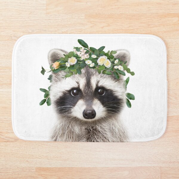 Item preview, Baby Raccoon With Flower Crown, Baby Animals Art Print by Synplus designed and sold by synplus.