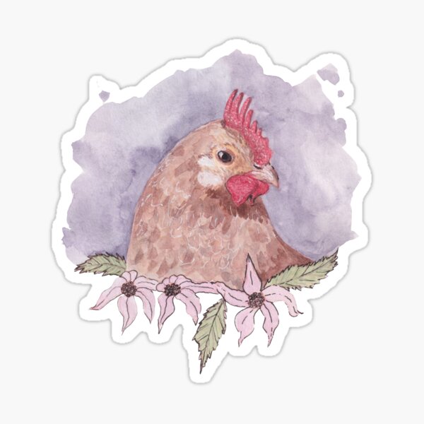 watercolour hen Sticker