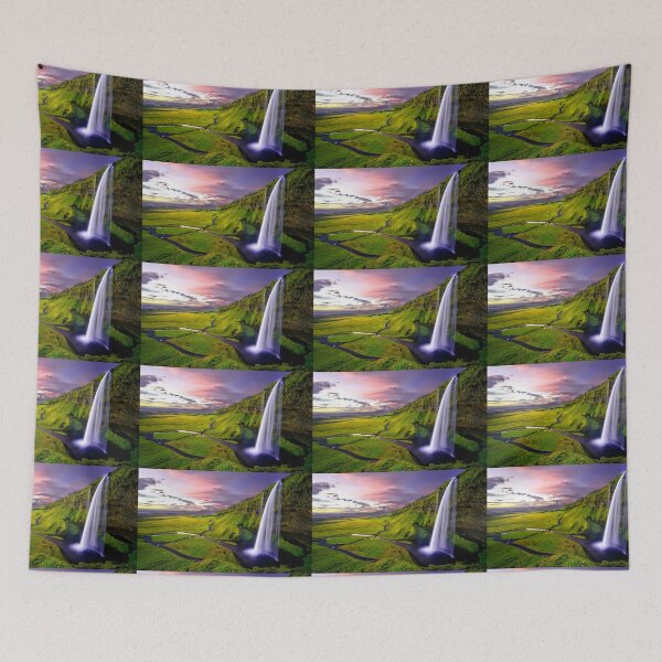 Item preview, Maravilloso amanecer de montaña y hermosa cascada. designed and sold by Divya528.