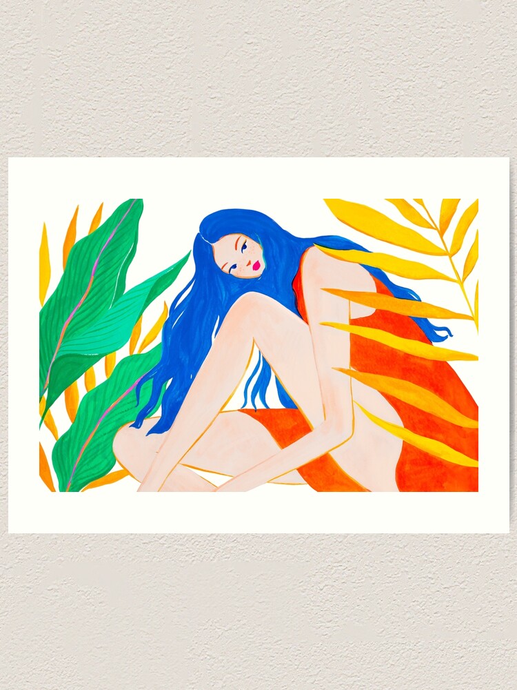 Alternate view of Wavy Hair Girl in Jungle Art Print