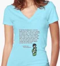 the green vneck oh dear Women's Fitted V-Neck T-Shirt