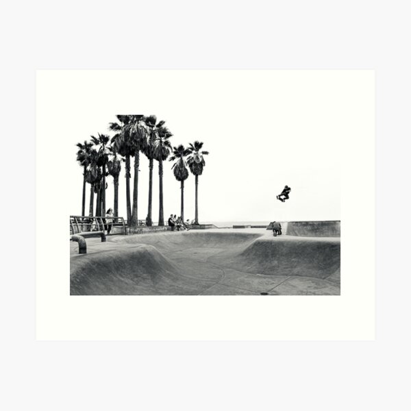 Item preview, Horizontal Skateboarding Print Black and White Venice Skatepark Poster Photography Print Venice Beach designed and sold by MidVillageShop.