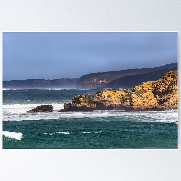 Item preview, Rugged cliff face shoreline under a stormy sky. designed and sold by shaynetwright.