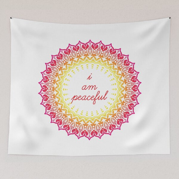 Item preview, I Am Peaceful - Yoga Meditation Captions Mandala Illustration Print Design GC-092-25 designed and sold by GraphicCharms.
