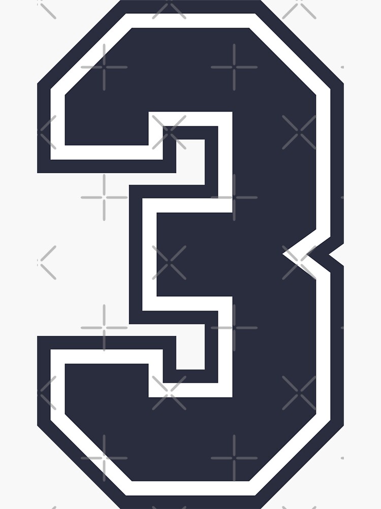 3 - number 3 - jersey number for sportsteam' Sticker