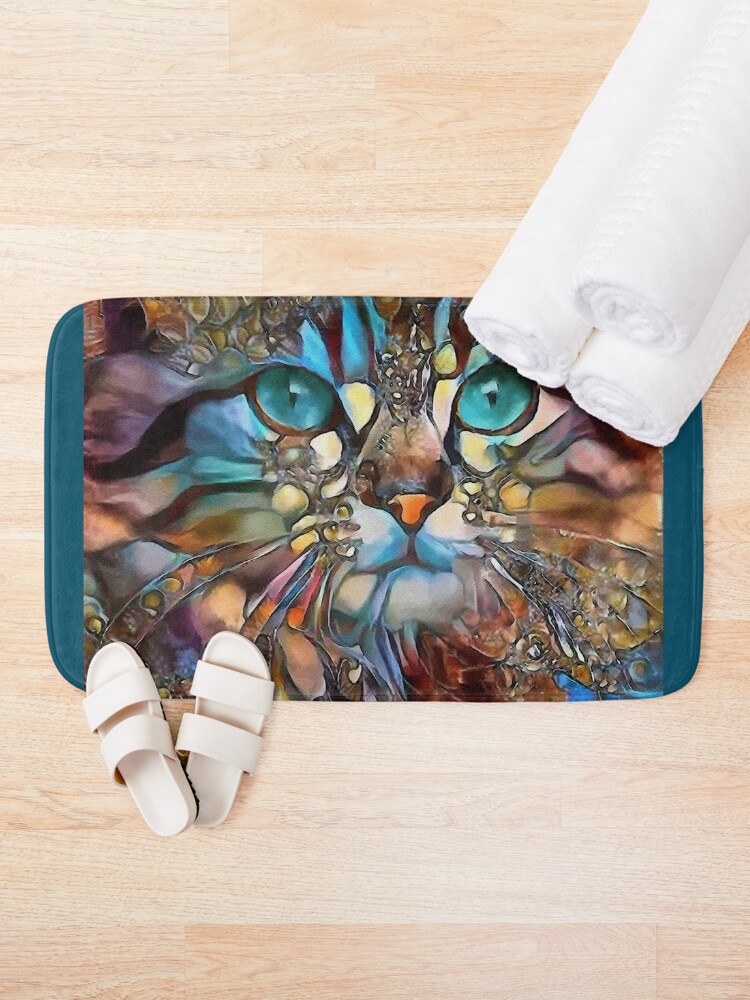 Alternate view of Andyna, cat, chat, cat, lea roche paintings Bath Mat