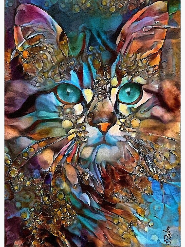 Thumbnail 7 of 7, Framed Art Print, Andyna, cat, chat, cat, lea roche paintings designed and sold by salomitata.