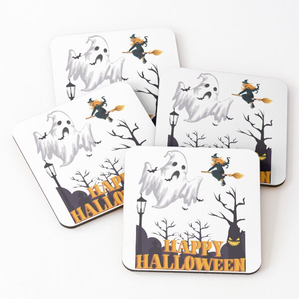 Item preview, Halloween and spooky ghosts and  witch is flying with the broom designed and sold by esm75.