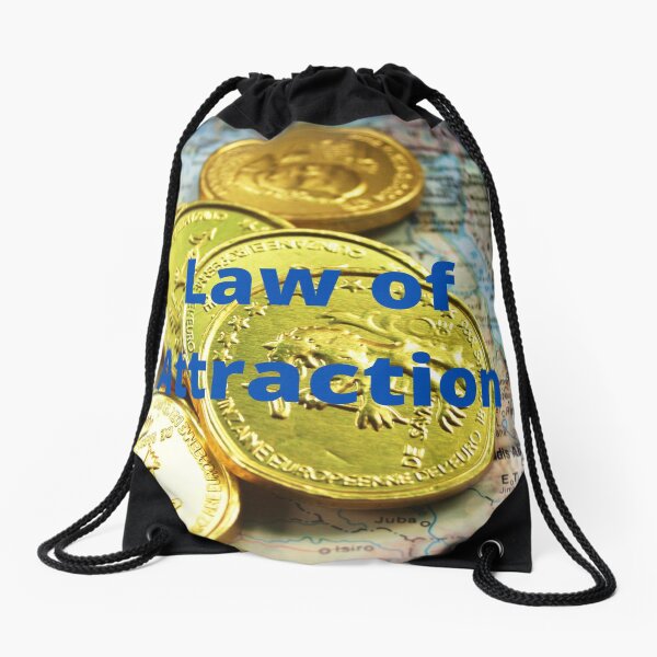 Law of Attraction - Gold Coins and Map Drawstring Bag