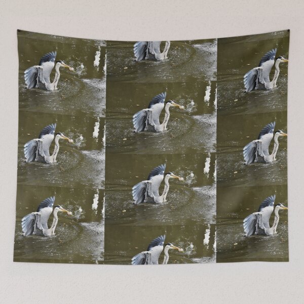 Item preview, Heron on Canal at Fleet Hampshire UK designed and sold by lynn carter.