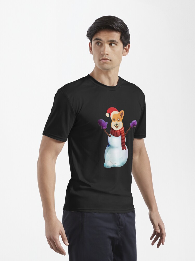 Alternate view of Corgi Snowman Active T-Shirt