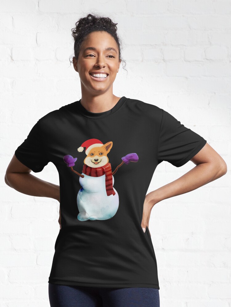 Alternate view of Corgi Snowman Active T-Shirt