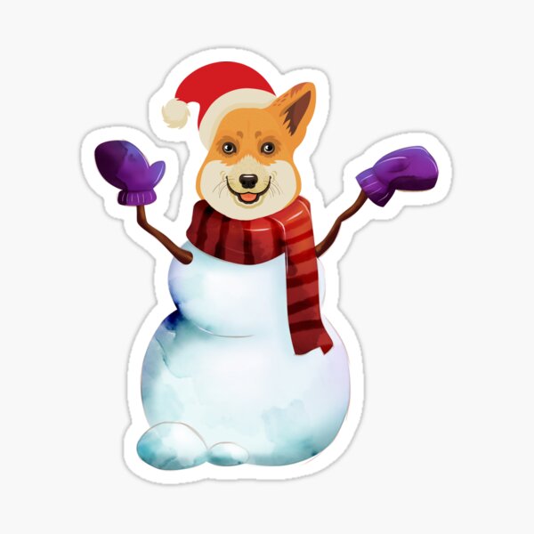 Corgi Snowman Sticker