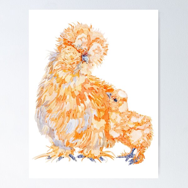 Item preview, Silkie Chicken Mom and Chick designed and sold by becca-boyce.