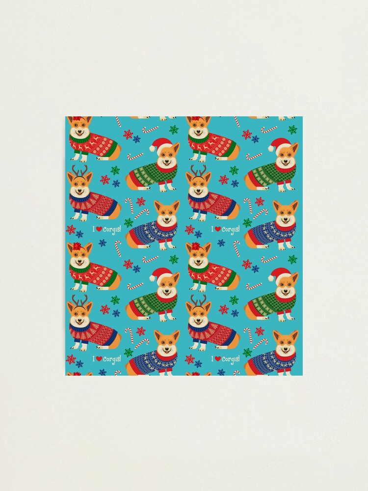 Alternate view of Merry Corgmess Teal Photographic Print