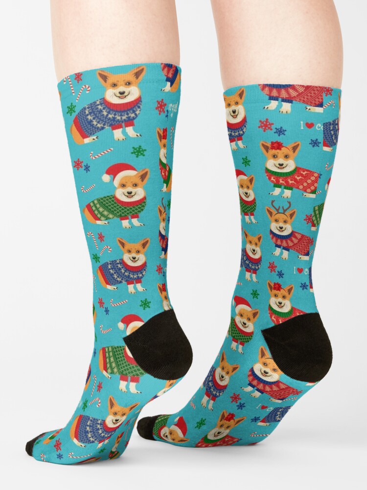 Alternate view of Merry Corgmess Teal Socks