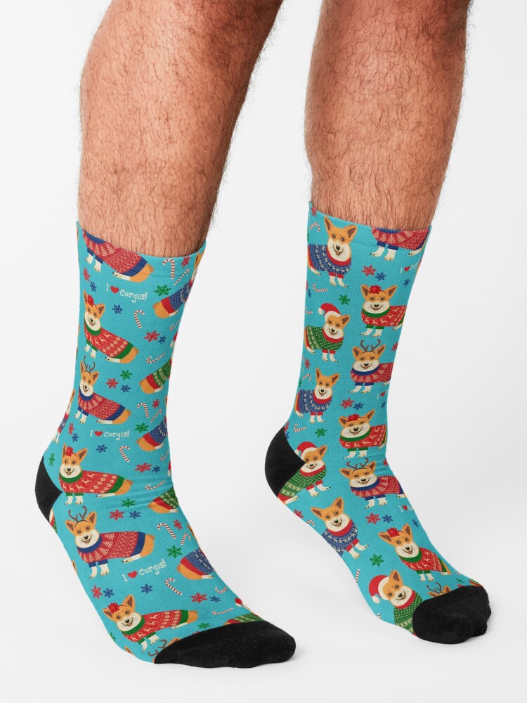 Alternate view of Merry Corgmess Teal Socks