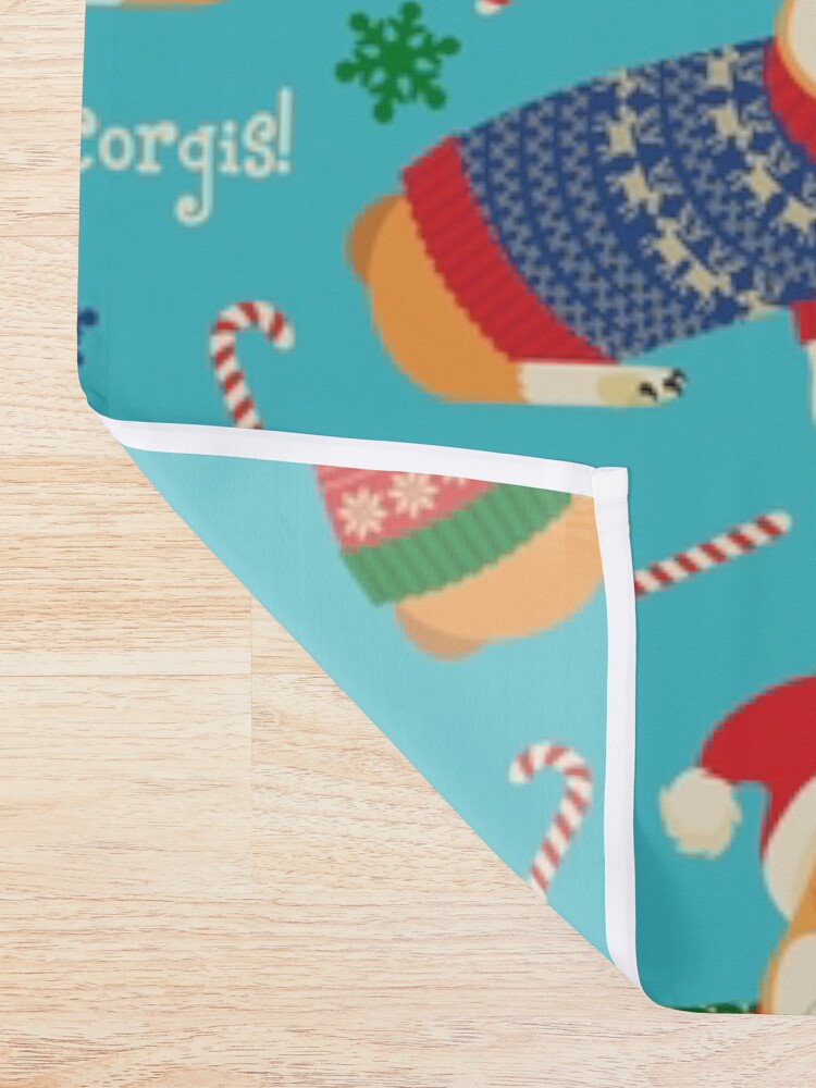 Alternate view of Merry Corgmess Teal Shower Curtain