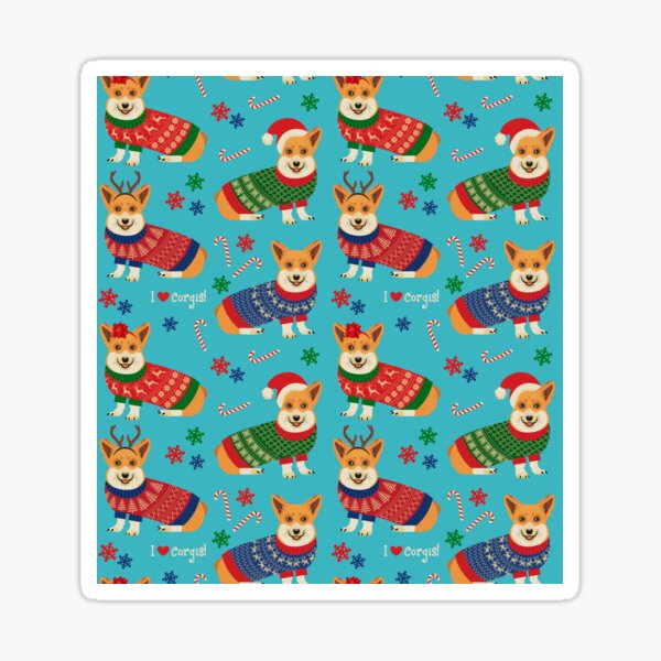 Merry Corgmess Teal Sticker