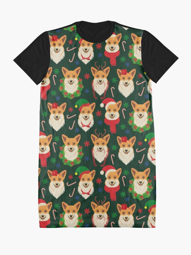 Alternate view of Merry Corgmess - dark green Graphic T-Shirt Dress
