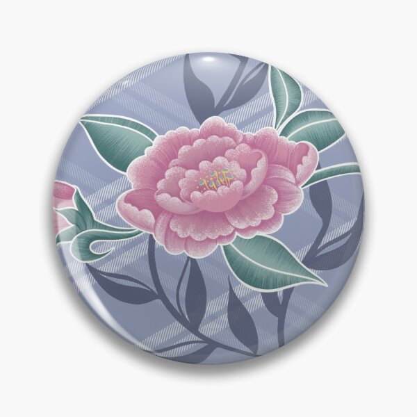 Item preview, Rose on blue chambray plaid designed and sold by pixiebrush.