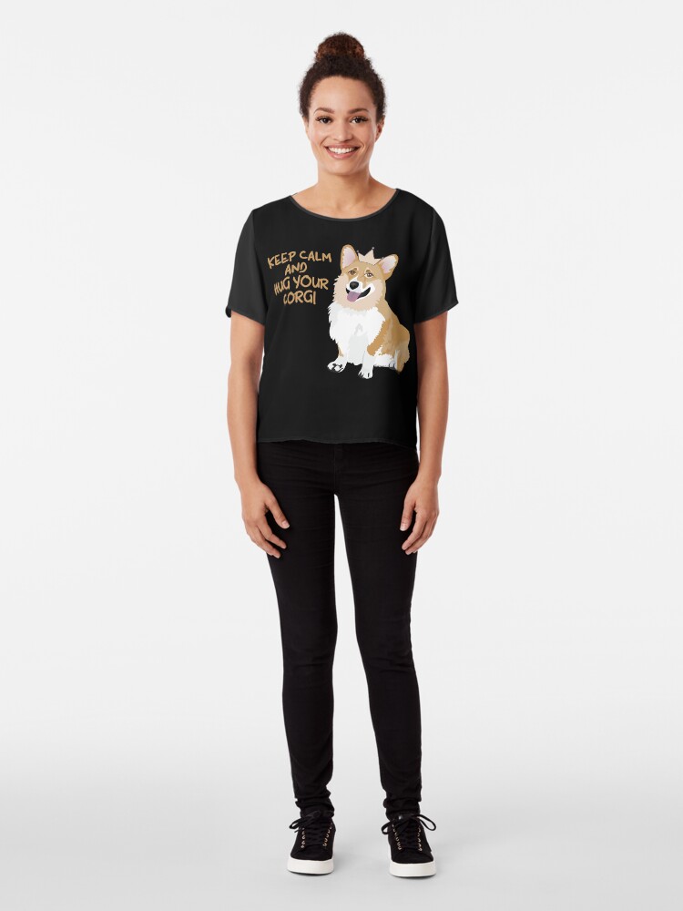 Alternate view of Keep Calm and Hug Your Corgi - black Chiffon Top