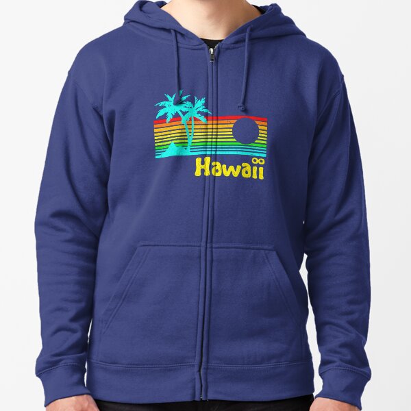 Honolulu Hawaii Vacation Floral Travel Summer Mens Navy Hoodie