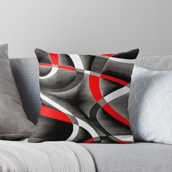 Item preview, Eighties Red White Grey Line Curve Pattern On Black designed and sold by taiche.