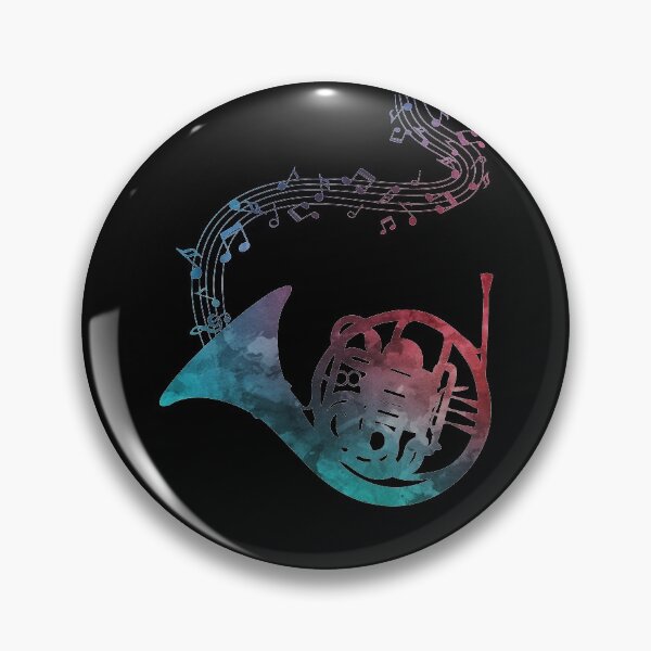 Item preview, French Horn With Music Notes designed and sold by Primroaddesigns.
