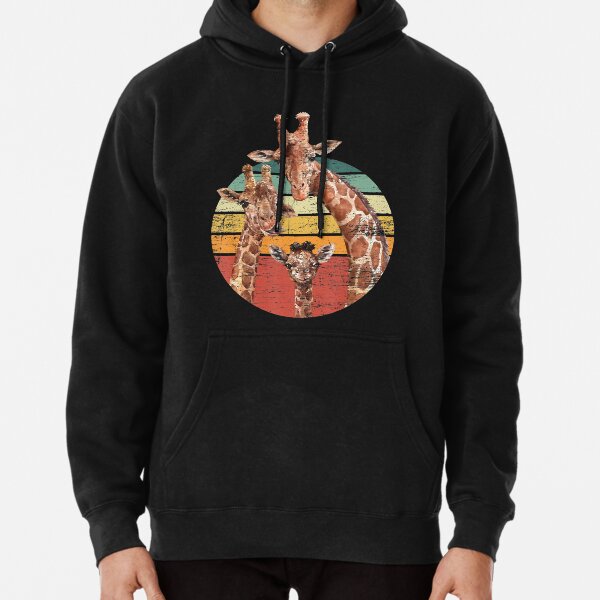 Retro Vintage Family Giraffe Funny Animal Lover Pullover Hoodie