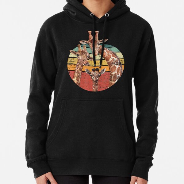 Retro Vintage Family Giraffe Funny Animal Lover Pullover Hoodie