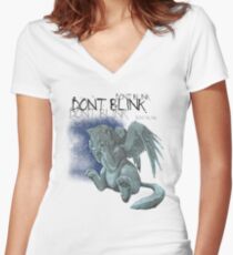 Weeping kitten - Dark Font Women's Fitted V-Neck T-Shirt