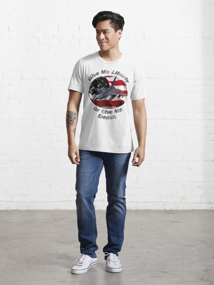 Alternate view of F-16 Falcon Give Me Liberty Essential T-Shirt