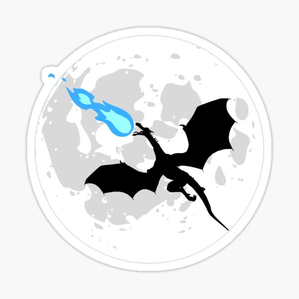 "dragon breathing fire, dragon blue fire, dragon breath" Sticker for