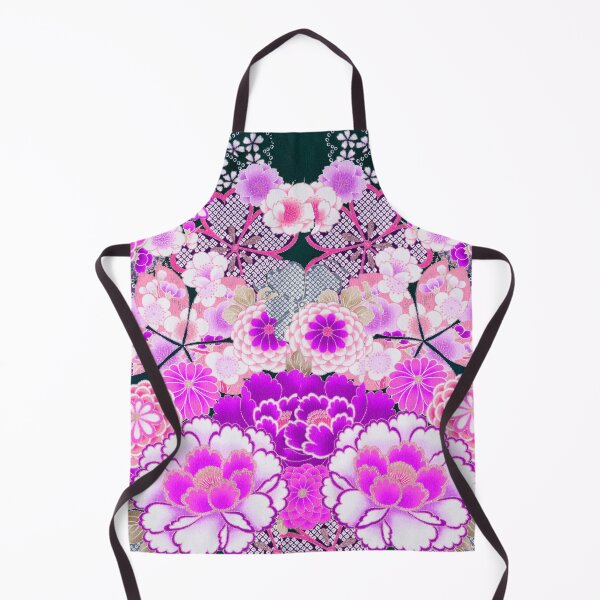 Item preview, ANTIQUE JAPANESE FLOWERS Pink Purple White Wild Roses Kimono Style Floral designed and sold by BulganLumini.