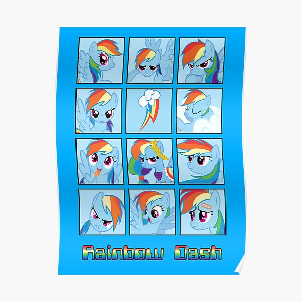 Faces of Rainbow Dash Poster