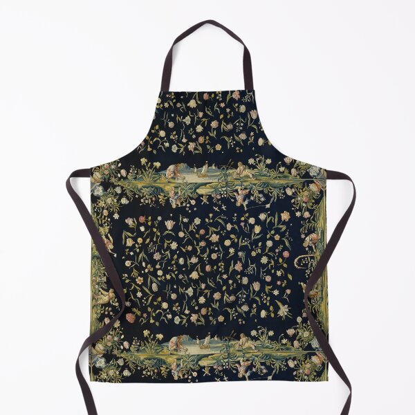 Item preview, Four Elements and Strewn Flowers Antique Floral Tapestry in Blue Indigo designed and sold by BulganLumini.