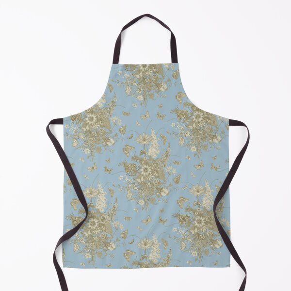 Item preview, Blue Gold Flower Toile de Jouy Inspired Botanic Pattern designed and sold by janesbotanics.