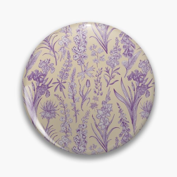 Item preview, Purple Flower Toile de Jouy Inspired Pattern designed and sold by janesbotanics.