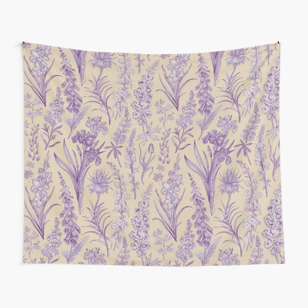 Item preview, Purple Flower Toile de Jouy Inspired Pattern designed and sold by janesbotanics.