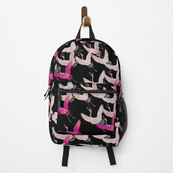 Item preview, FLYING PINK WHITE CRANES IN BLACK Japanese Pattern designed and sold by BulganLumini.